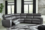Samperstone Gray 5-Piece Power Reclining Modular Sectional by Ashley at Eve Furniture