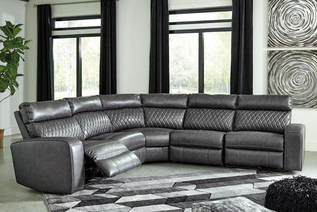 Samperstone Gray 5-Piece Power Reclining Modular Sectional by Ashley at Eve Furniture