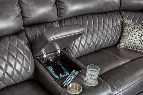 Samperstone Gray 6-Piece Power Reclining Modular Sectional by Ashley at Eve Furniture