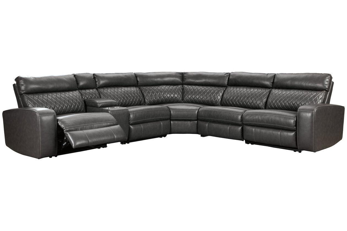 Samperstone Gray 6-Piece Power Reclining Modular Sectional by Ashley at Eve Furniture
