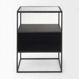 Samson 15.7L x 15.7W x 21.3H Side Table Matte Black Metal and Glass by Mercana at Eve Furniture