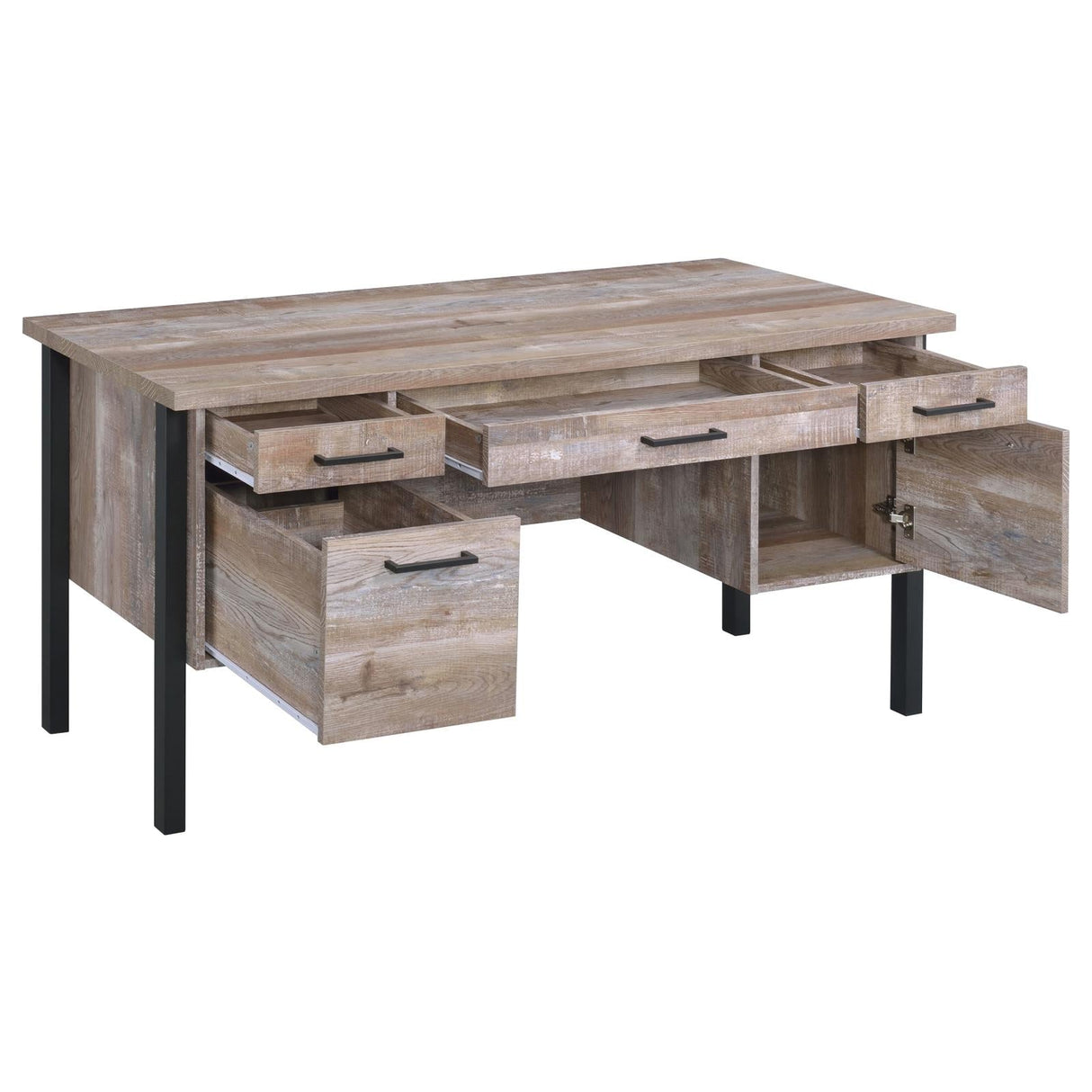 Samson Weathered Oak 4-Drawer Office Desk