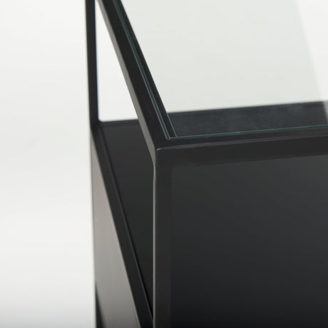 Samson Side Table Matte Black Metal and Glass by Mercana at Eve Furniture