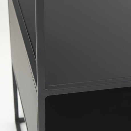 Samson Side Table Matte Black Metal and Glass by Mercana at Eve Furniture
