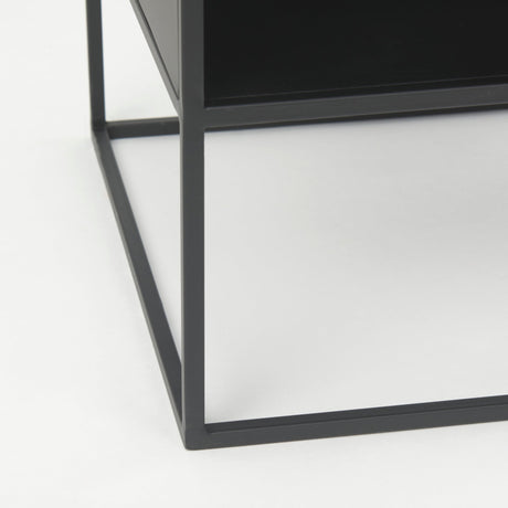 Samson Side Table Matte Black Metal and Glass by Mercana at Eve Furniture