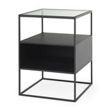 Samson Side Table Matte Black Metal and Glass by Mercana at Eve Furniture