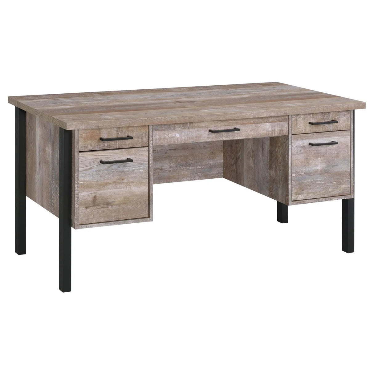 Samson Weathered Oak 4-Drawer Office Desk by Coaster at Eve Furniture