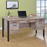 Samson Weathered Oak 4-Drawer Office Desk by Coaster at Eve Furniture
