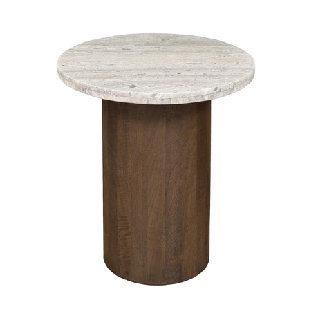 San Juan 20" Side Table in Royal Brown with Gray Travertine Top by Home Trends & Design at Eve Furniture