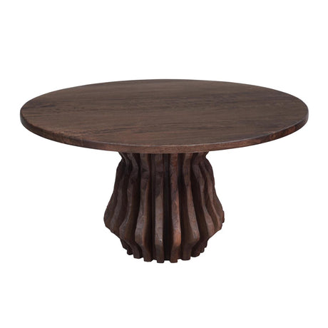 San Juan 54" Round Dining Table with Live Edge Sculptural Base in Royal Brown by Home Trends & Design at Eve Furniture