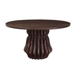 San Juan 54" Round Dining Table with Live Edge Sculptural Base in Royal Brown by Home Trends & Design at Eve Furniture