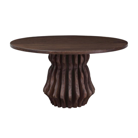 San Juan 54" Round Dining Table with Live Edge Sculptural Base in Royal Brown by Home Trends & Design at Eve Furniture