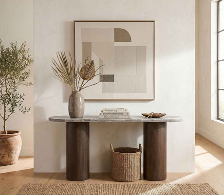 San Juan 55" Console Table in Royal Brown with Gray Travertine by Home Trends & Design at Eve Furniture