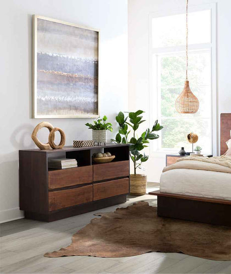 San Marino 64" Dresser in Raw Walnut and Ebony by Home Trends & Design at Eve Furniture