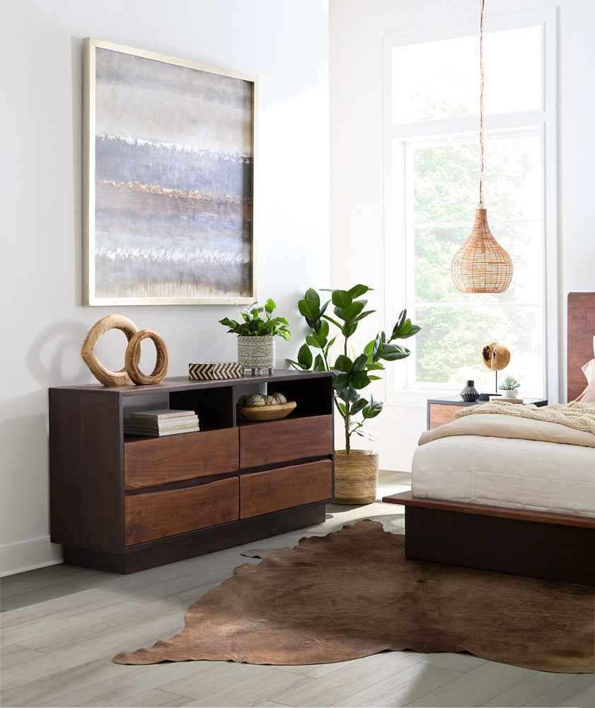 San Marino 64" Dresser in Raw Walnut and Ebony by Home Trends & Design at Eve Furniture