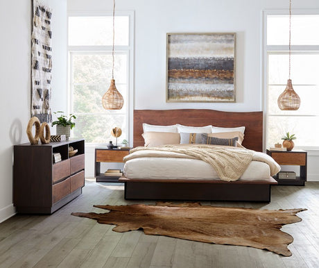 San Marino King Bed in Raw Walnut and Ebony by Home Trends & Design at Eve Furniture