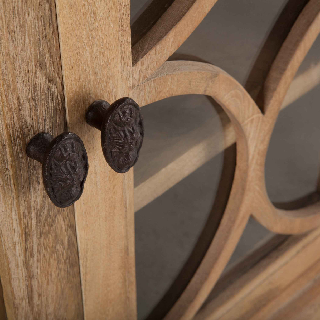 San Rafael 75" Glass Cabinet in Antique Oak by Home Trends & Design at Eve Furniture