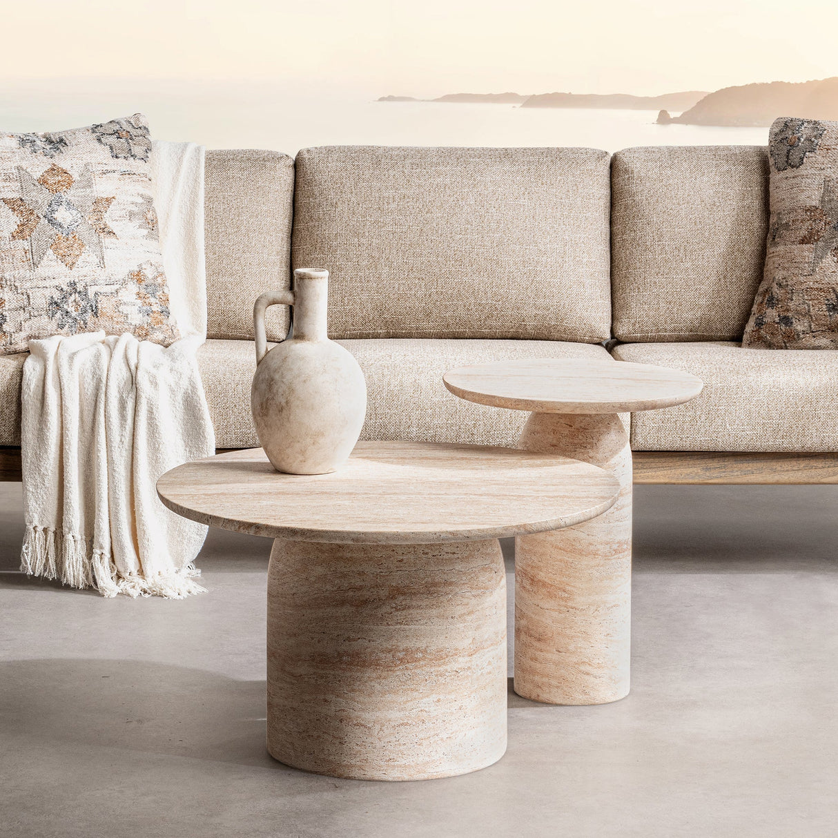 Sana Capri Limestone Outdoor End Table by Classic Home at Eve Furniture