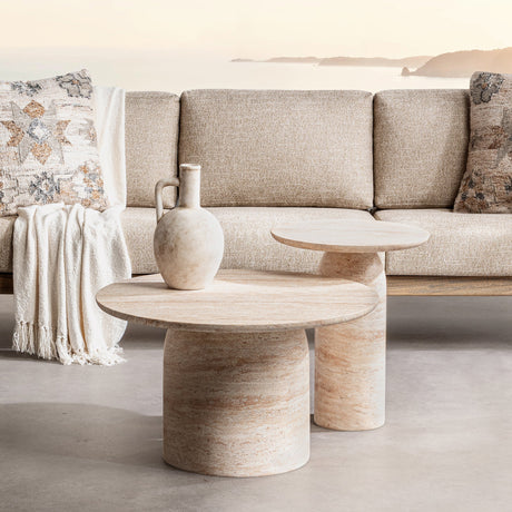 Sana Limestone 18" Round Outdoor End Table by Classic Home at Eve Furniture