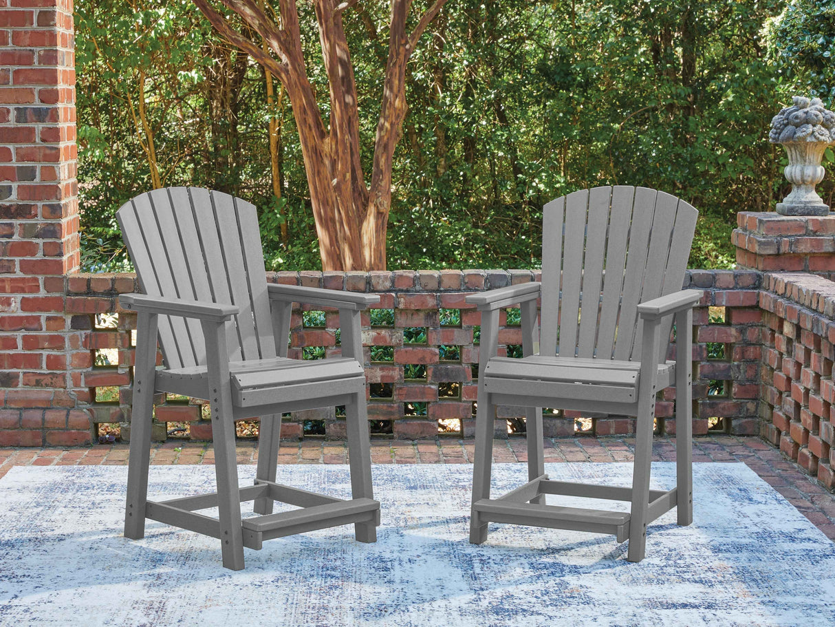 Sanctuary Beach Dark Gray Outdoor Counter Height Bar Stool (Set of 2) by Ashley at Eve Furniture