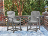 Sanctuary Beach Dark Gray Outdoor Counter Height Bar Stool (Set of 2) by Ashley at Eve Furniture