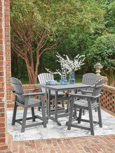 Sanctuary Beach Dark Gray Outdoor Counter Height Dining Set by Ashley at Eve Furniture