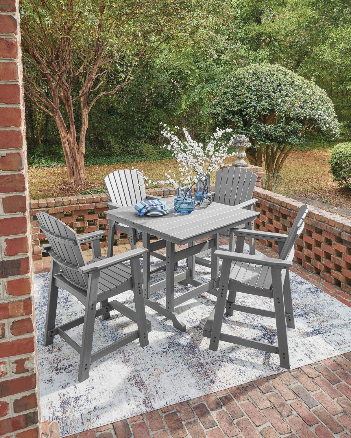 Sanctuary Beach Dark Gray Outdoor Counter Height Dining Set by Ashley at Eve Furniture