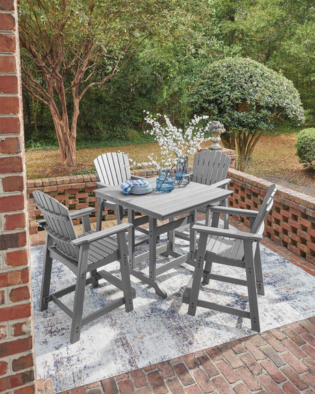 Sanctuary Beach Dark Gray Outdoor Counter Height Dining Set by Ashley at Eve Furniture