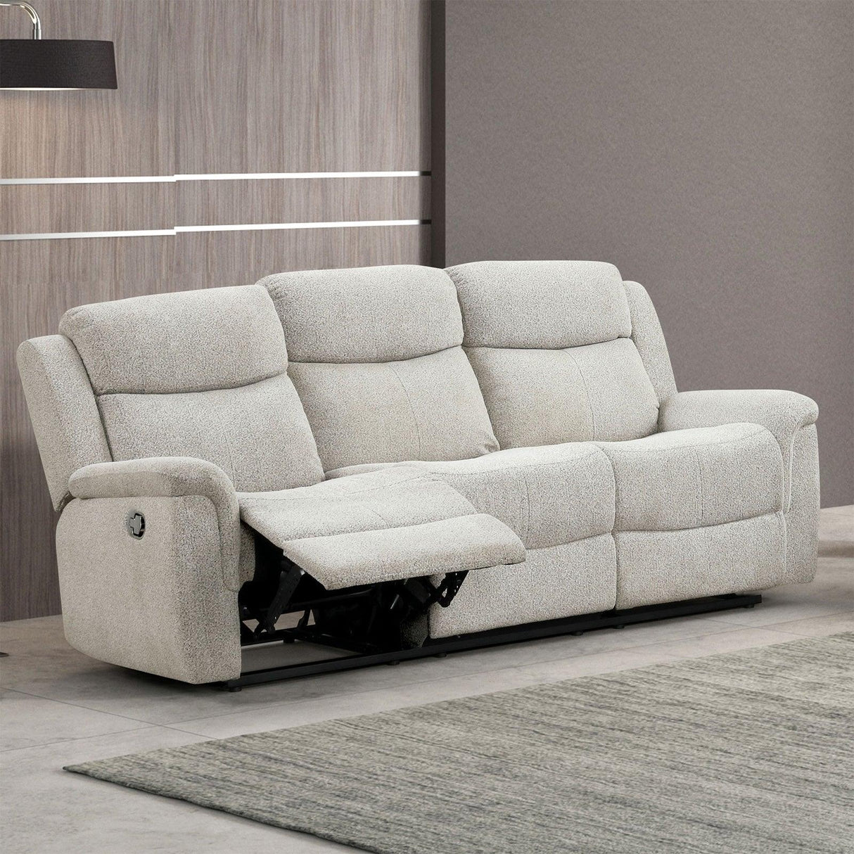 Sandbach Light Gray Manual Reclining Sofa by Furniture of America at Eve Furniture