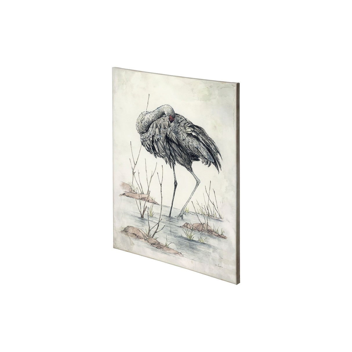 Sandhil Crane by Mercana Studio a Hand Embellished Textured Canvas by Mercana at Eve Furniture