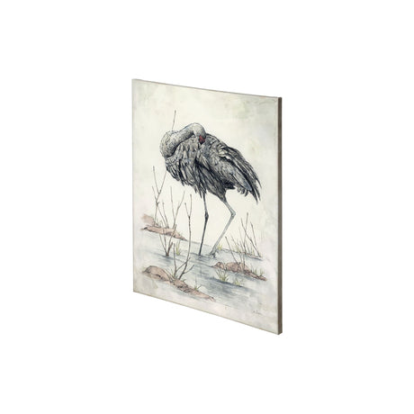 Sandhil Crane by Mercana Studio a Hand Embellished Textured Canvas by Mercana at Eve Furniture