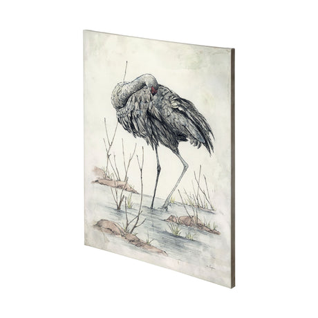 Sandhil Crane by Mercana Studio a Hand Embellished Textured Canvas by Mercana at Eve Furniture