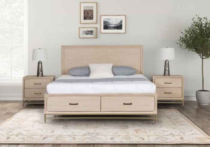 Sandnes Transitional Light Oak 5-Piece Queen Bedroom Set by Furniture of America at Eve Furniture