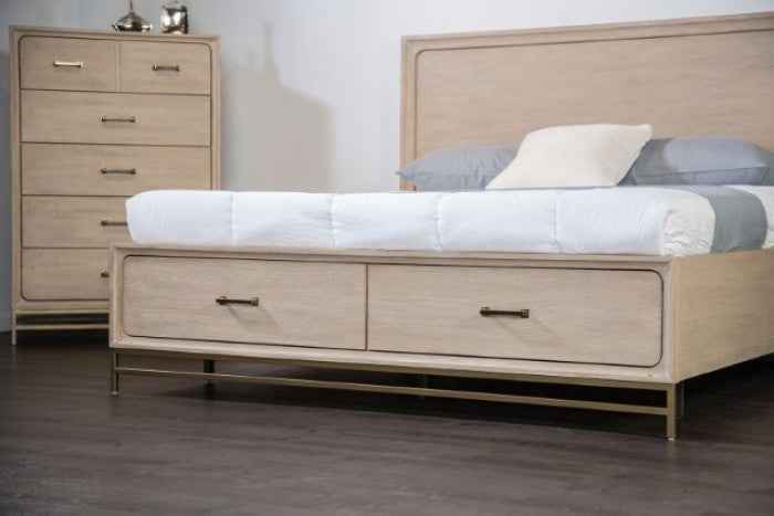 Sandnes Transitional Light Oak 5-Piece Queen Bedroom Set by Furniture of America at Eve Furniture