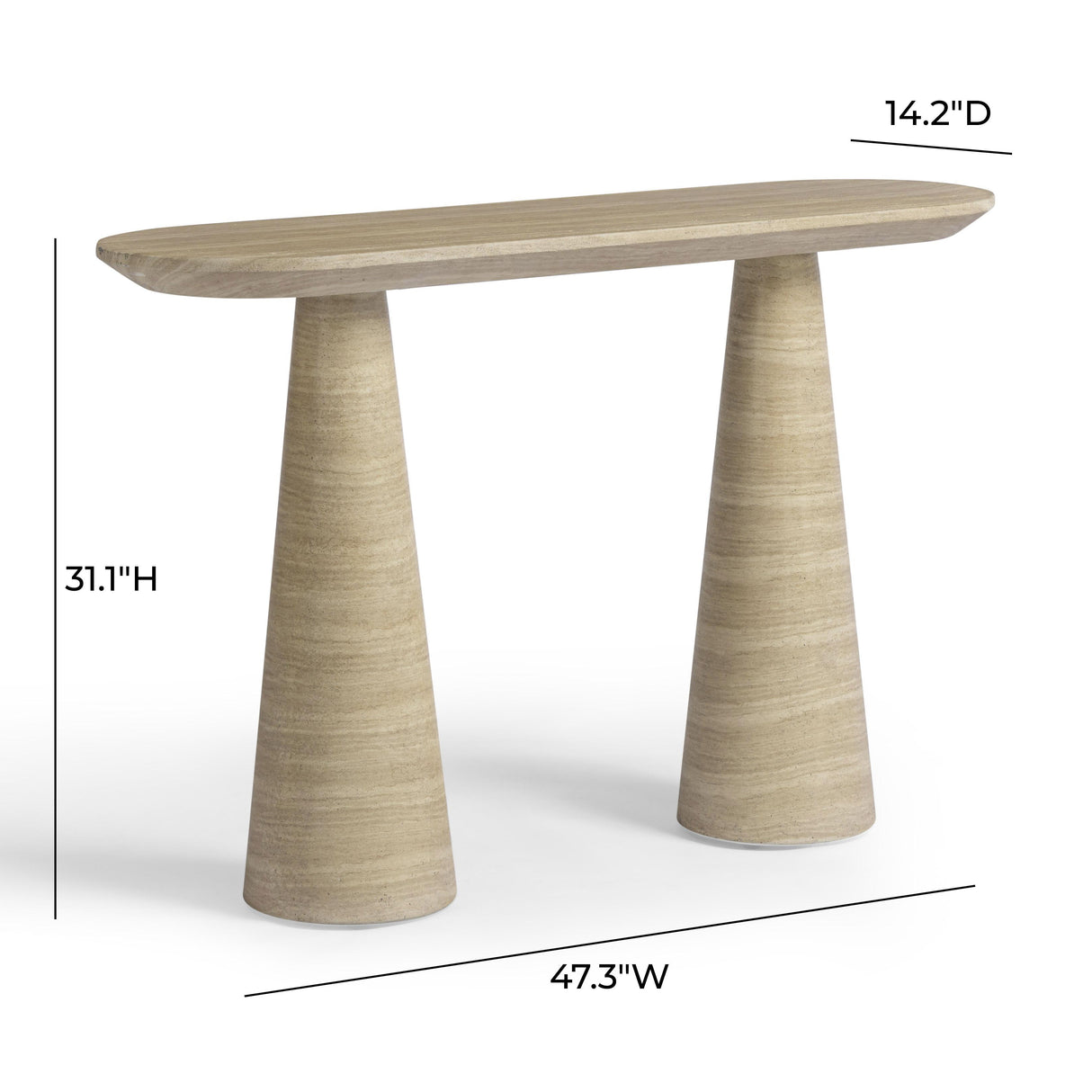 Sandra Faux Travertine Indoor/Outdoor Console Table by TOV Furniture at Eve Furniture