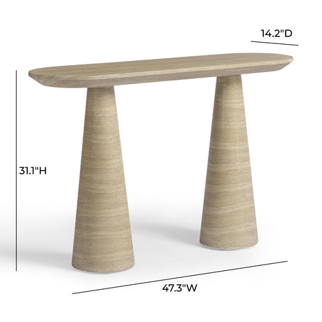 Sandra Faux Travertine Indoor/Outdoor Console Table by TOV Furniture at Eve Furniture