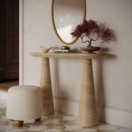 Sandra Faux Travertine Indoor/Outdoor Console Table by TOV Furniture at Eve Furniture