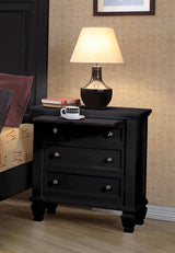 Sandy Beach 3-Drawer Nightstand Black