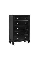 Sandy Beach Black 5-Drawer Chest