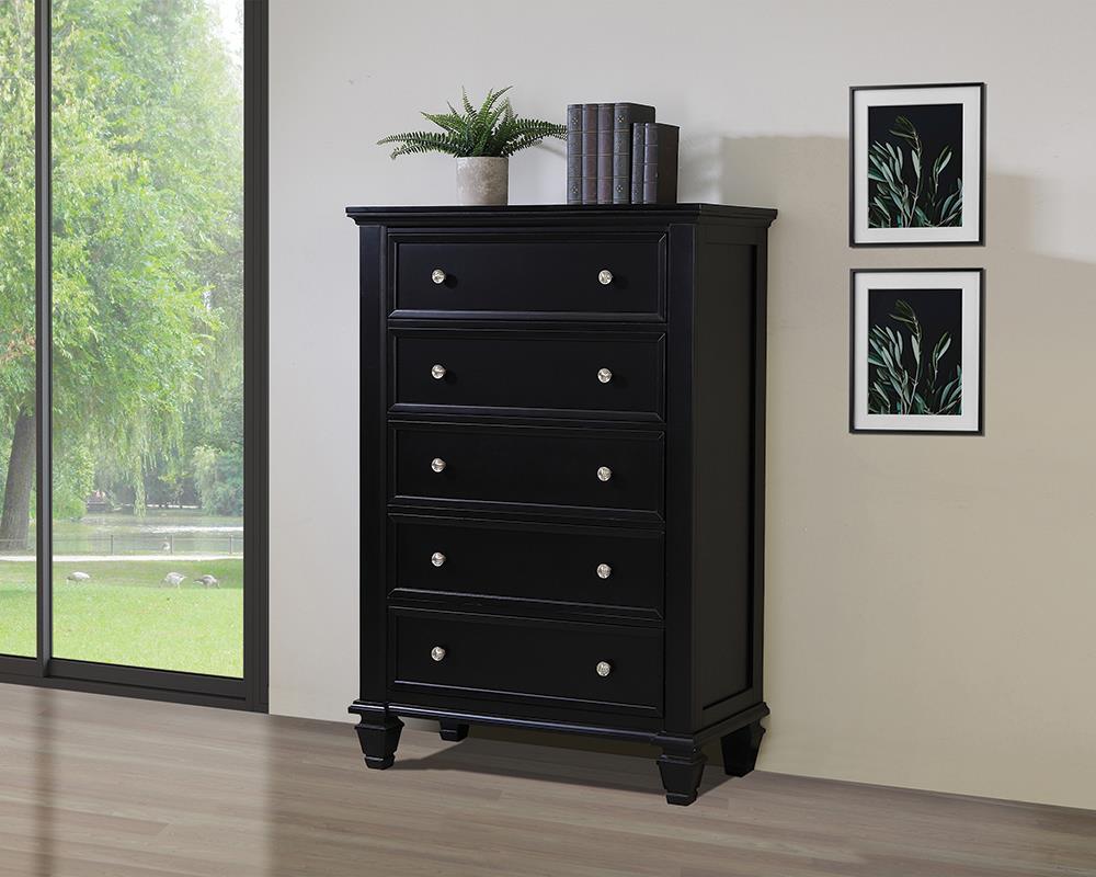 Sandy Beach Black 5-Drawer Chest