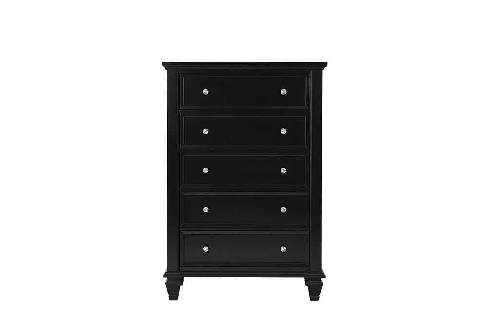 Sandy Beach Black 5-Drawer Chest