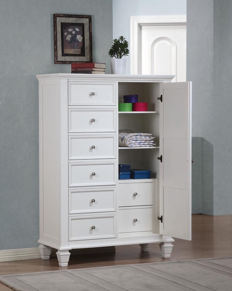 Sandy Beach White 8-Drawer Man's Chest Storage