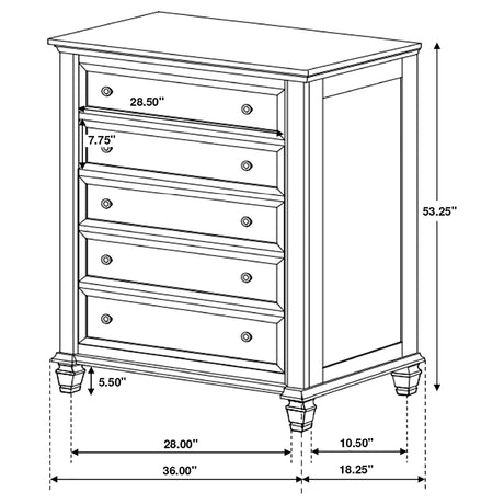 Sandy Beach Cream White 5-Piece Eastern King Bedroom Set by Coaster at Eve Furniture