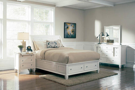 Sandy Beach Eastern King Storage Sleigh Bed White