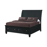 Sandy Beach Black Sleigh Storage Platform Bedroom Set