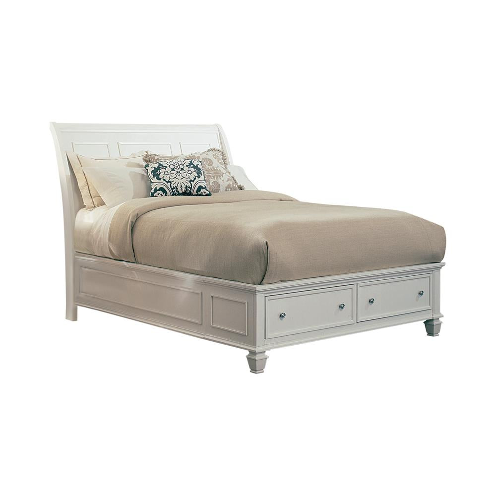 Sandy Beach Queen Storage Sleigh Bed White