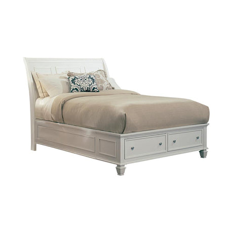 Sandy Beach White Sleigh Storage Platform Bedroom Set