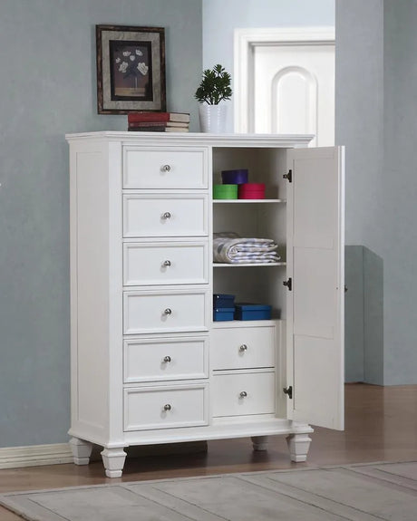 Sandy Beach White 8-Drawer Man's Chest Storage by Coaster at Eve Furniture