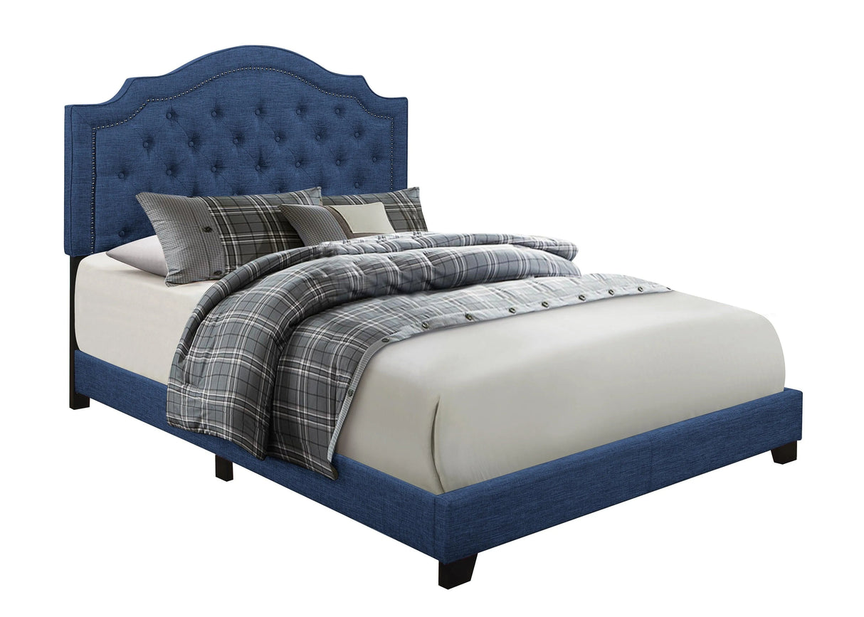 Sandy Blue Queen Upholstered Bed by Homelegance at Eve Furniture