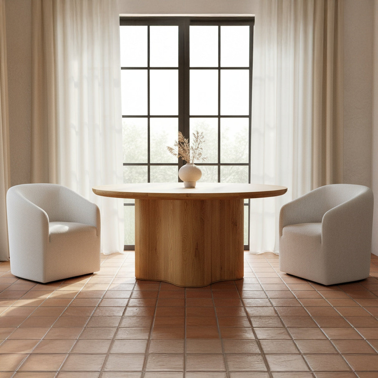 Sandy Off-White Rolling Dining Chair by MOES at Eve Furniture